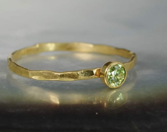 Dainty Solid 14k Gold Peridot Ring, 3mm gold solitaire, solitaire ring, real gold, August Birthstone, Mothers RIng, Solid gold band, gold