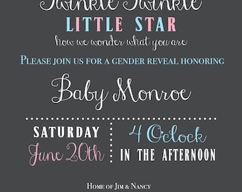 Twinkle Twinkle Gender Reveal Invitation (Printable)