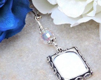 Wedding bouquet Photo charm with crystal for a bride's bouquet. Gift for the bride. Bridal bouquet charm. Wedding keepsake. Sister gift.