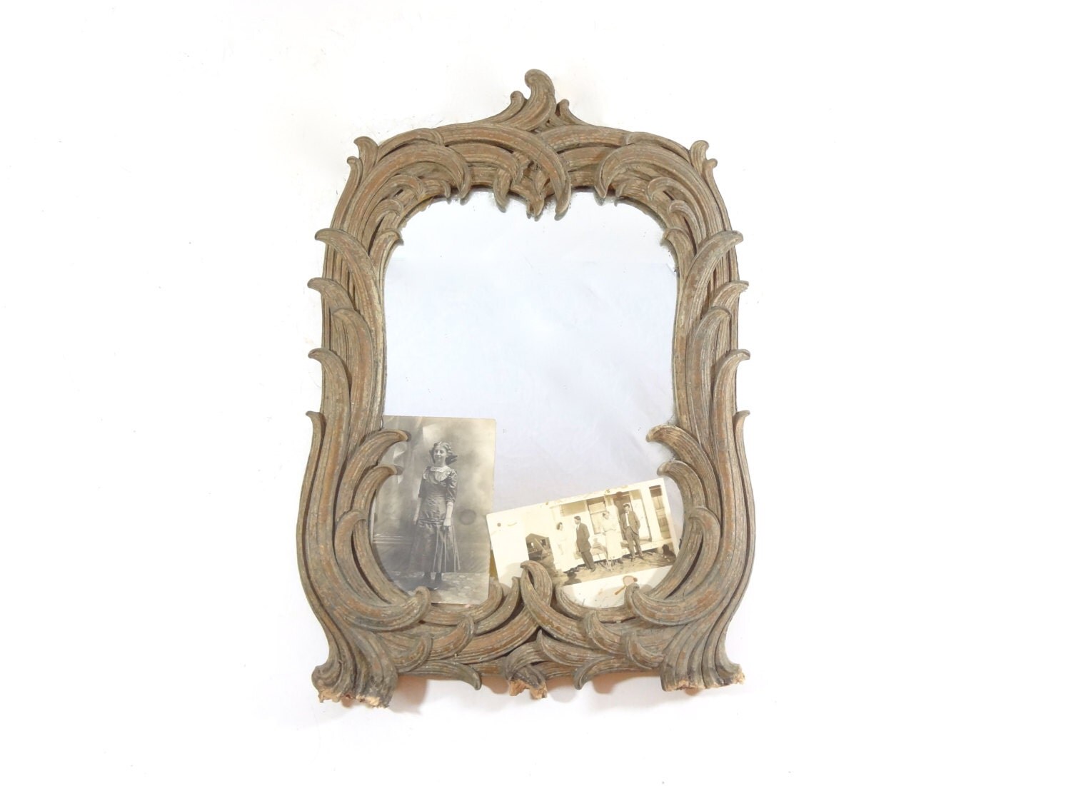 Vintage Mirror / Gold Framed Wall Mirror / Antique Paper Mache