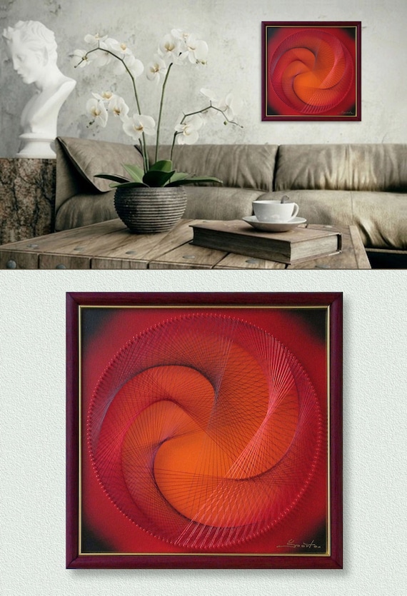 Red Orange Bordeau Zen Wall Art 3D Abstract by FeniksArtDeco