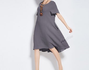 Anysize linen&cotton Summer Dress plus size dress plus size tops plus size clothing spring summer clothing Y74
