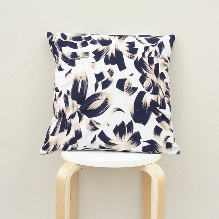 Brush stroke pillow cover Dark Navy pillow Case