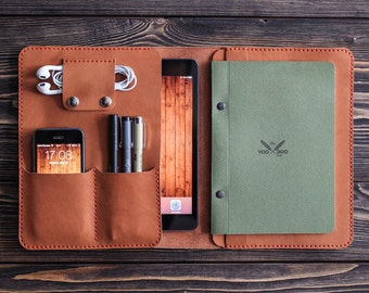 iPad mini leather folio. iPad and document organizer. iPad case.