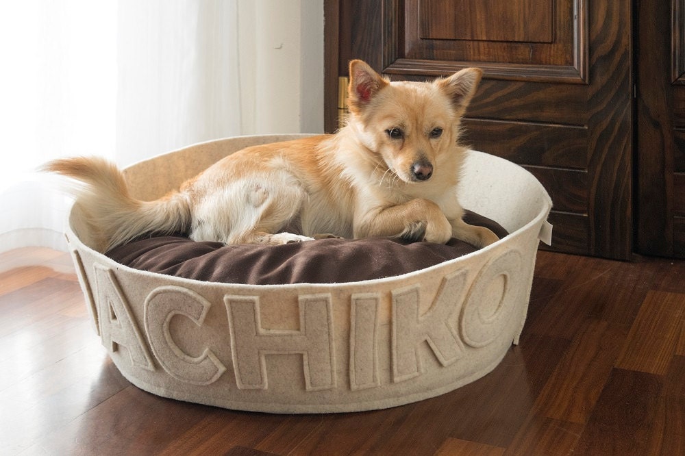 Dog beds personalized White pet bed modern dog bed by NapsDesign