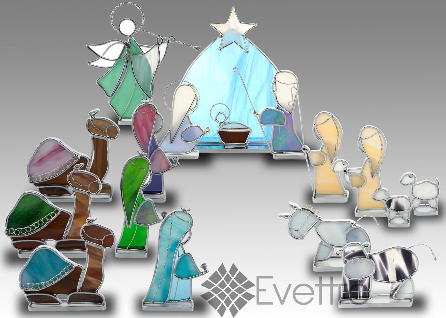 Plated Stained Glass Nativity Scene