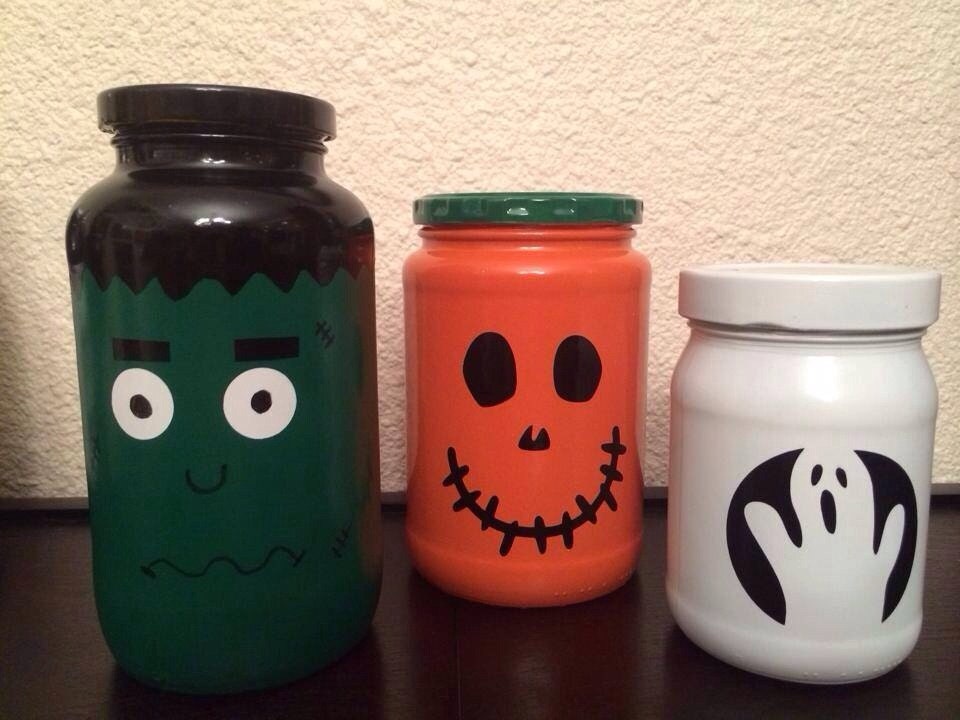 Halloween Jar Set Spooky Mason Jars by CrazyCraftersFun on Etsy