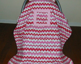 Baby car seat cover/ canopy, with peek a boo window.