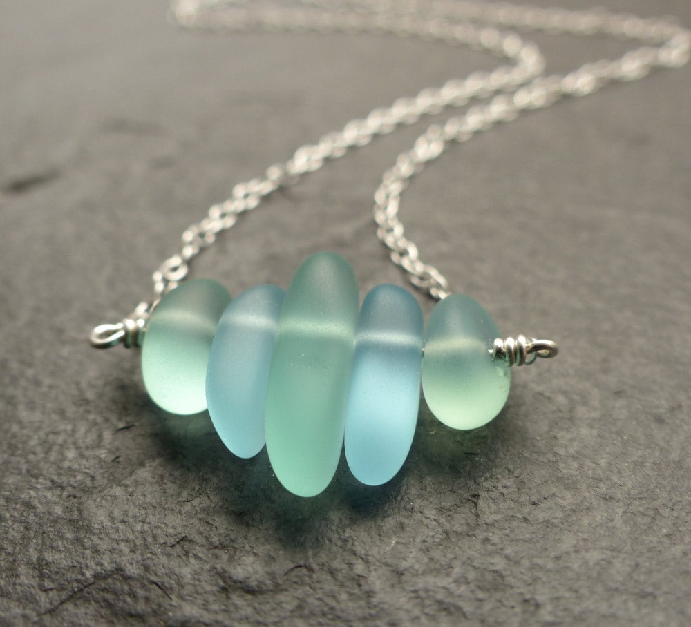 Sea Glass Necklace Seafoam Green Blue Petite 14K Gold   Il Fullxfull.828196011 Shss 