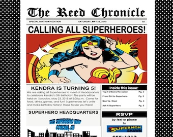 Girl Superhero Invitations - Printable