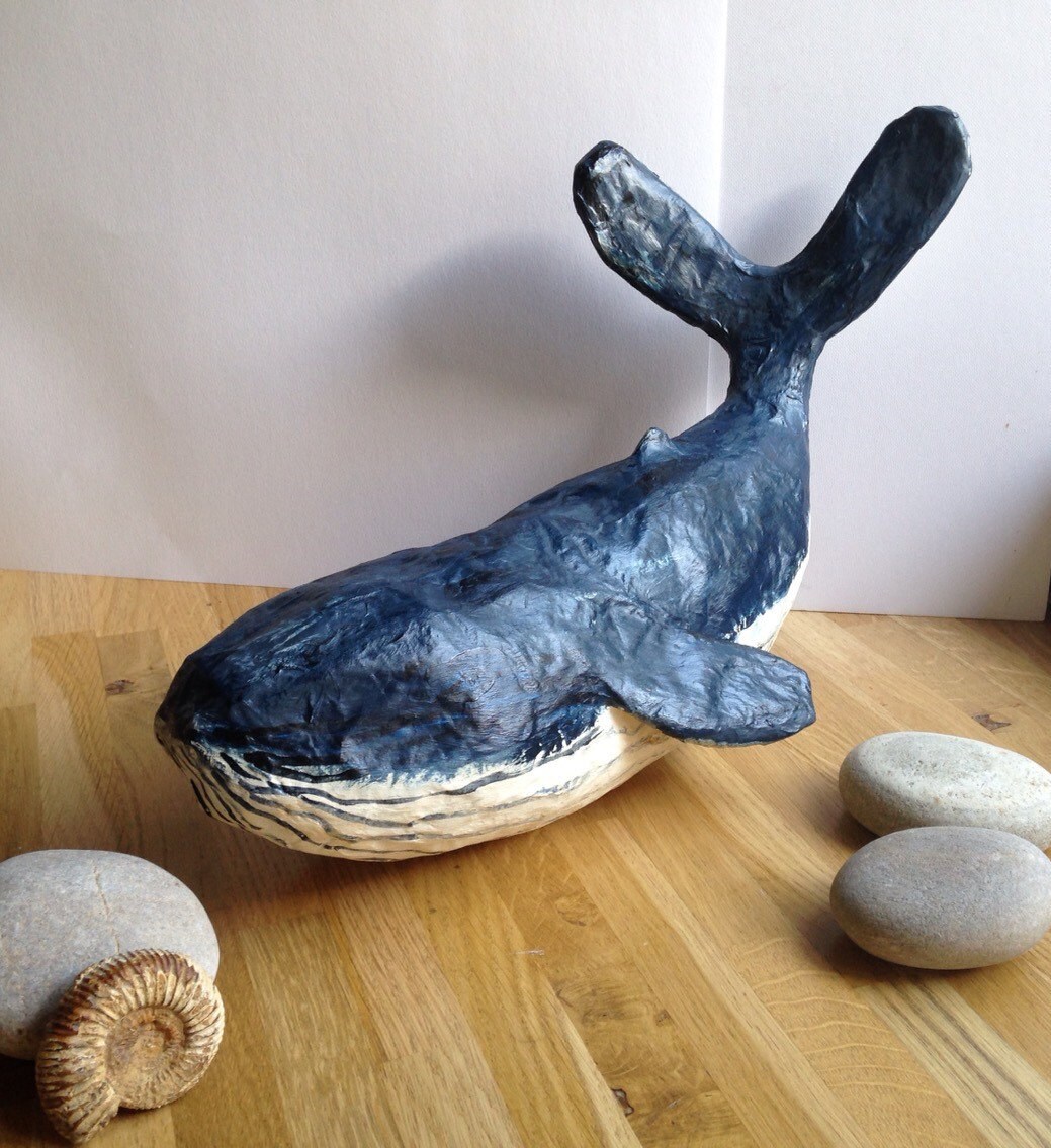 Blue Whale Paper mache sculpture by natlovesrooby on Etsy