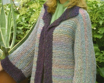 Color Block Ruana Cape Poncho Knitting Pattern Womens Poncho