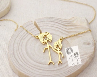 Your Childs Art Necklace • Kids Drawing Jewelry • Custom Children Artwork Necklace • Kid Art Gift • Personalized Child Art • Mom Gift • NM19