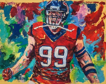 70% SALE & 3 FREE Prints (Over 120 Dollars) JJ Watt Fine-Art Canvas Print From Original Hand-Painted (Not Digital) Painting Winford
