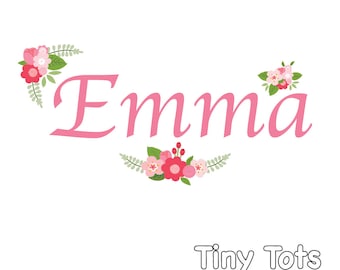 Vinyl Wall Decals, Name Wall Decal, Baby Nursery Decals, Nursery Name Decal, Floral Decal, Custom Name Decals, Girl Name Decals