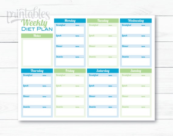 Editable Printable Weekly Diet Planner