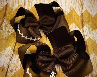 Football hair bows, fall hair bows, boutique hair bows, piggy set hair bows