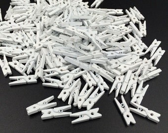 White Mini Pegs Mini White Wood Clothes Pegs. - For Craft, Events, Bonboniere Bags - Wooden Clothespins