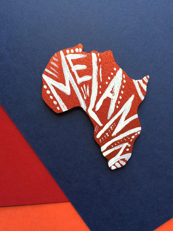 Africa Wooden Lapel Pin Hand Painted Oneofakind Lapel Pin
