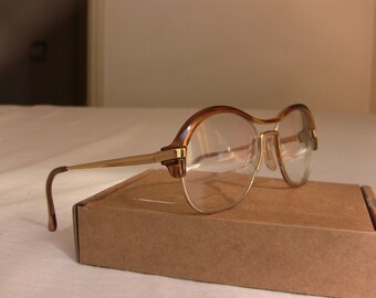 Cat Eye Black Silver Blue Amber Eye Glasses by AmsterdamFinds