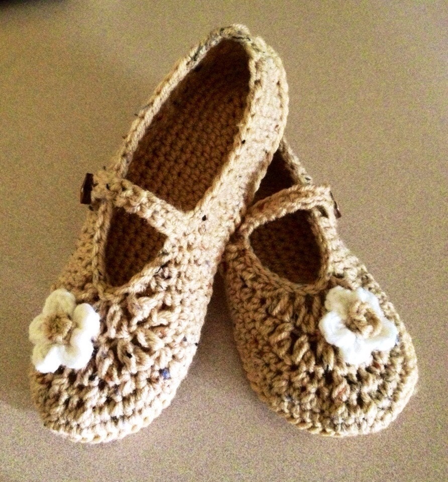 Crocheted Mary Jane Adult Slippers