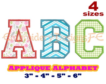 Alphabet Applique Design - 4 Sizes - Machine Embroidery Design File