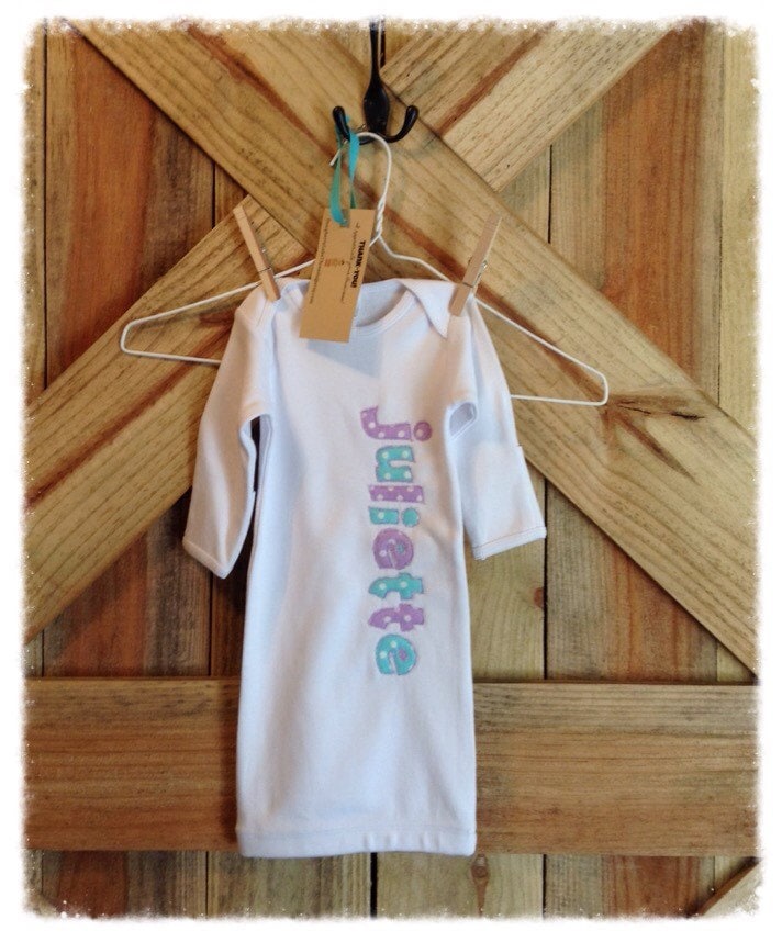 Personalized Name Applique' Baby Gown by DoughertyLakeThreads