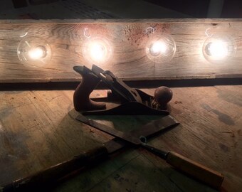 Rustic barn wood Bathroom Vanity Light bar with Indiana re-claimed Barn wood
