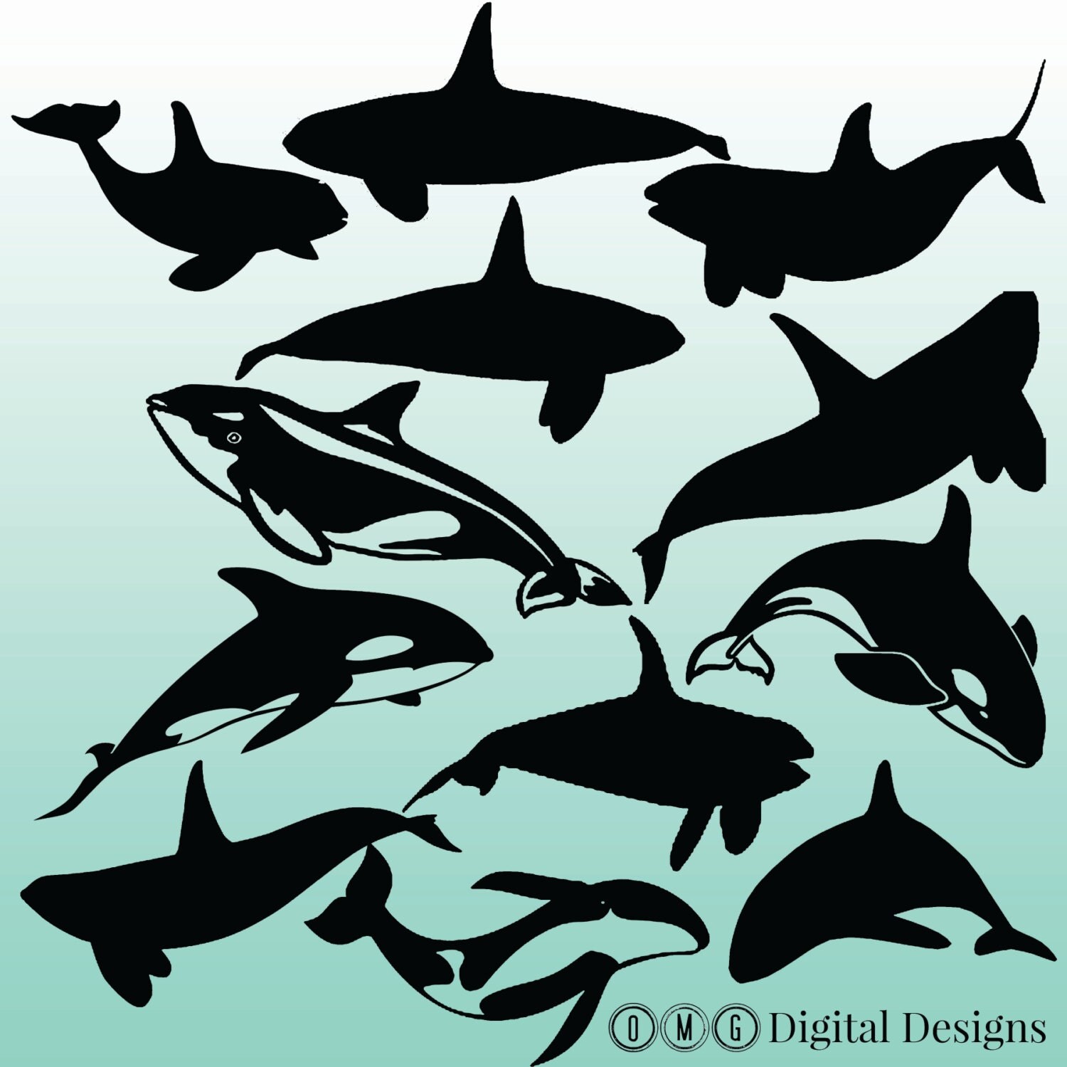 12 WhaleSilhouette Whale Clip Art Silhouette Clip Art