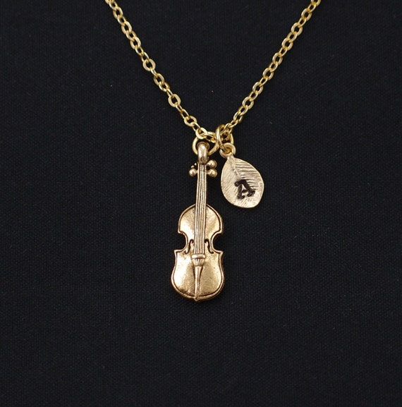 violin necklace gold filled initial necklace gold violin