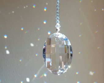Swarovski crystal suncatcher, blue crystal sun catcher, hanging crystal, crystal housewarming gift, blue window decoration, lightcatcher