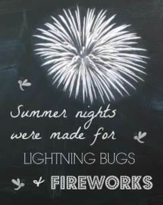 Summer Chalk Print Fireworks Chalkboard Printable Summer