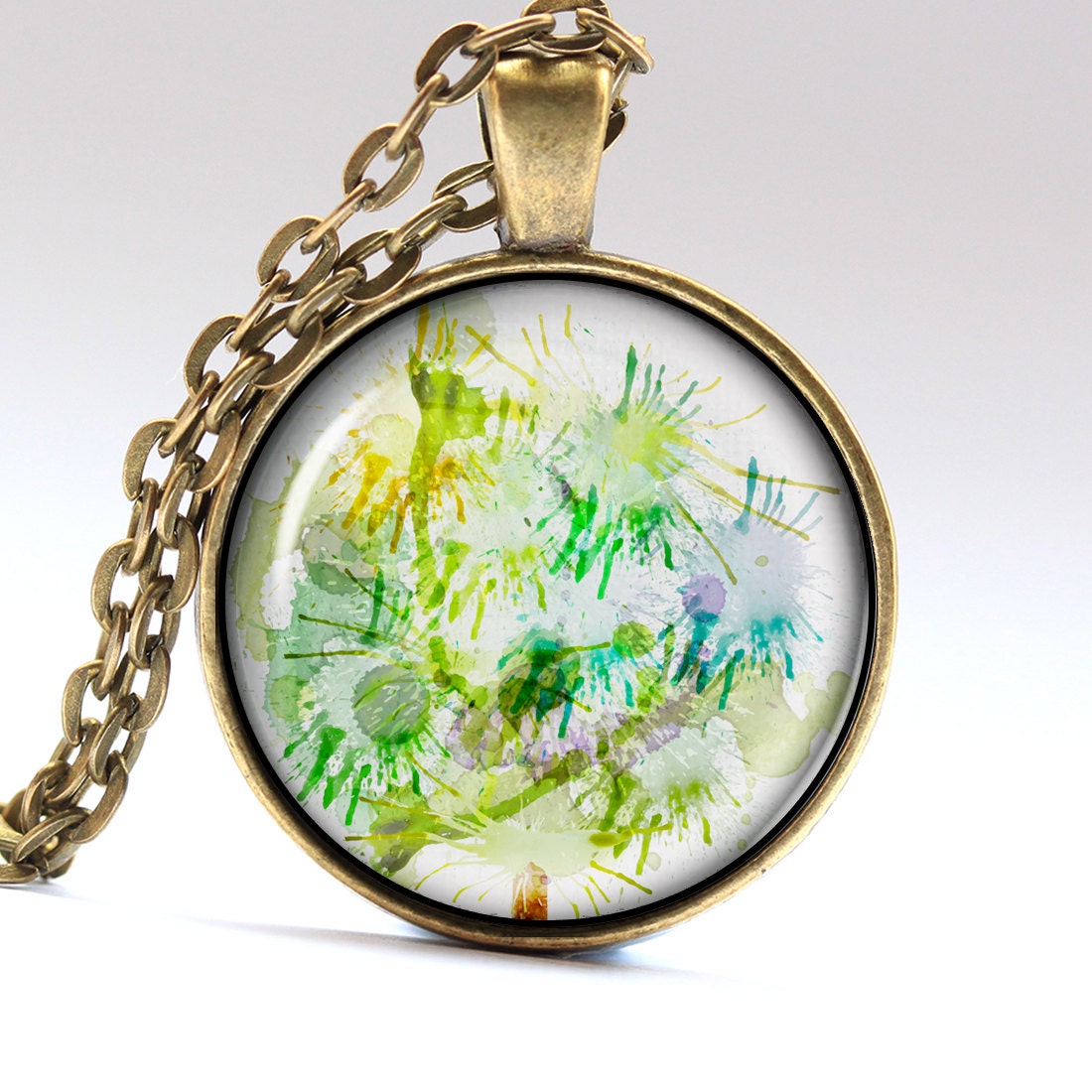 Watercolor necklace Splash jewelry Painting Pendant by AimPendants