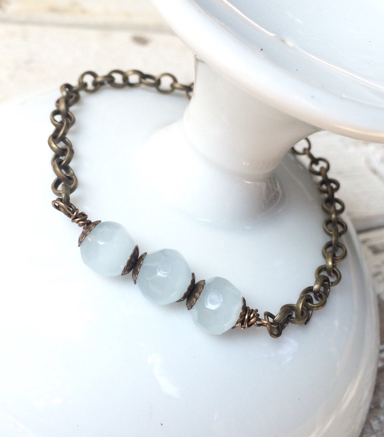 Beaded chain bracelet boho beaded bracelet simple by CrushedCameo