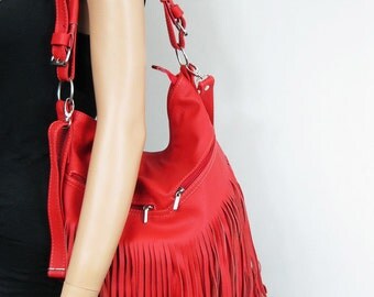 Leather fringe bag. Leather fringe purse. Fringed by BeMineBags