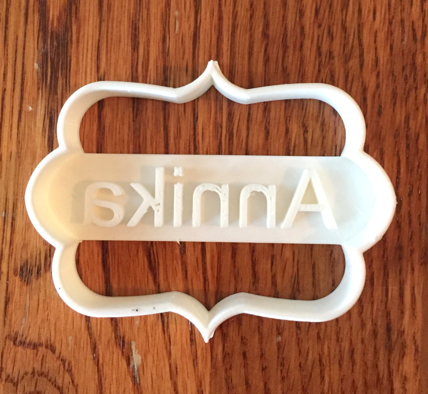 Personalized Plaque Shaped cookie cutter with name imprint