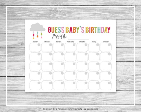 Rainbow Showers Baby Shower Guess Baby s Birthday Printable Baby Rainbow Showers Baby Shower Guess Baby s Birthday Printable Baby