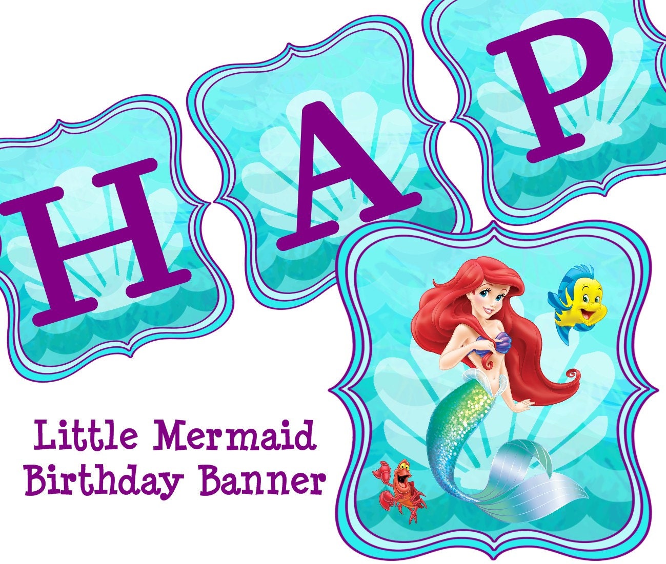 Ariel Happy Birthday Banner Printable | disney little mermaid birthday banner ariel by coltellodesign Ariel Happy Birthday Banner Printable | disney little mermaid birthday banner ariel by coltellodesign