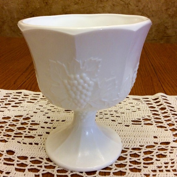 Vintage Indiana Milk Glass Footed Compote Vase