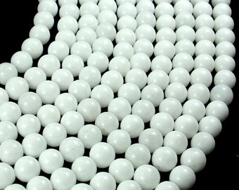 White Jade Beads, Round, 8mm (8.5 mm), 15.5 Inch, Full strand, Approx 48 beads, Hole 1 mm, A quality (436054020)