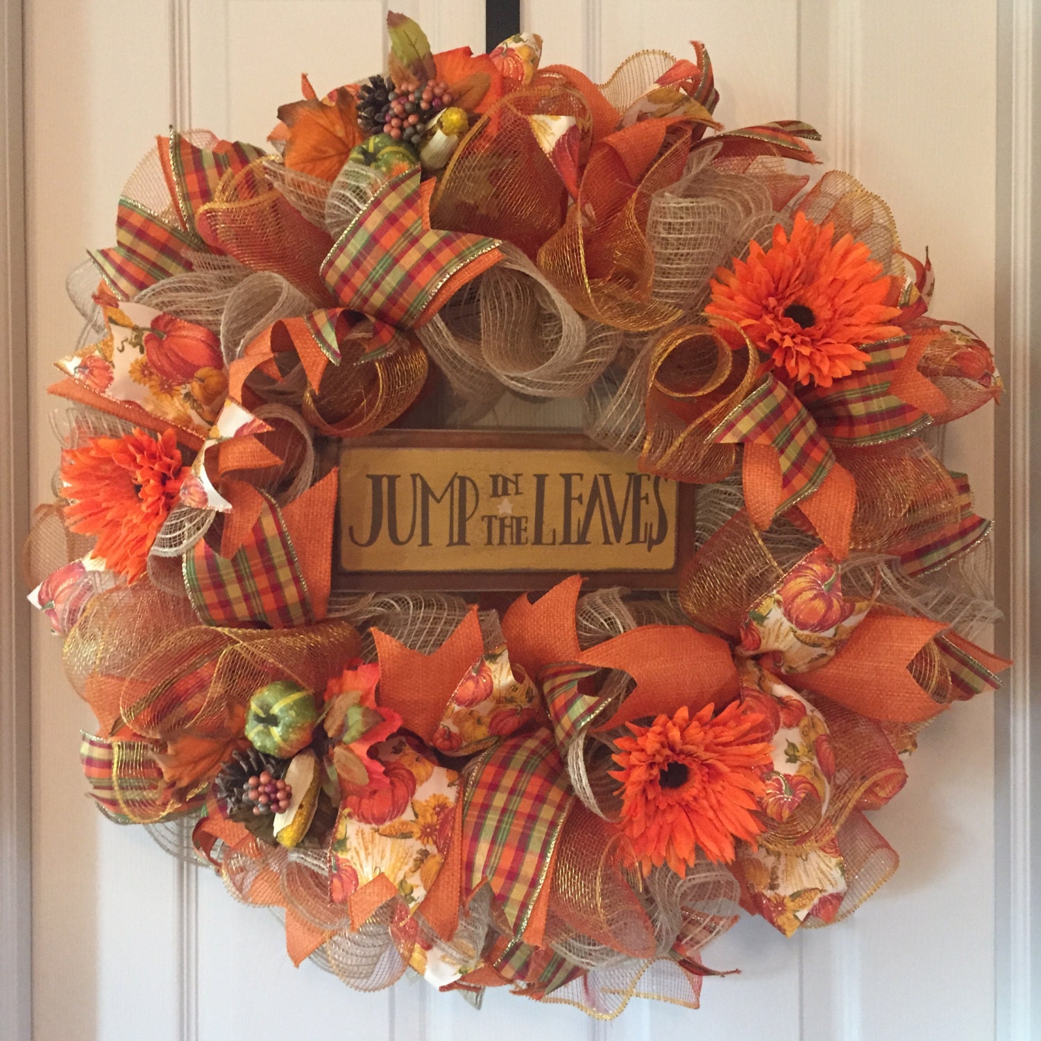 Thanksgiving Deco Mesh Wreath Autumn Wreath Wreath with