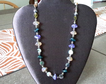 Items similar to Green and Blue Czech Glass Bead Necklace on Etsy