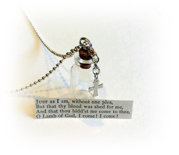 Hymn necklace Just As I Am Scripture Bible Verse by GospelHymns