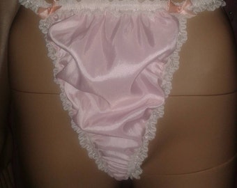 Mens sexy sissy tanga thong panties taffeta and lace.