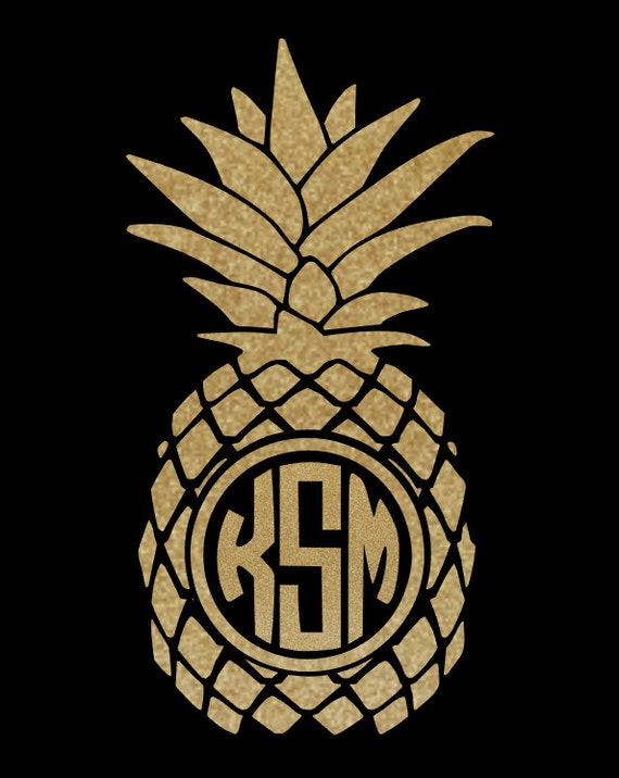 Download gold Glitter Pineapple Monogram Decal Monogrammed or Solid
