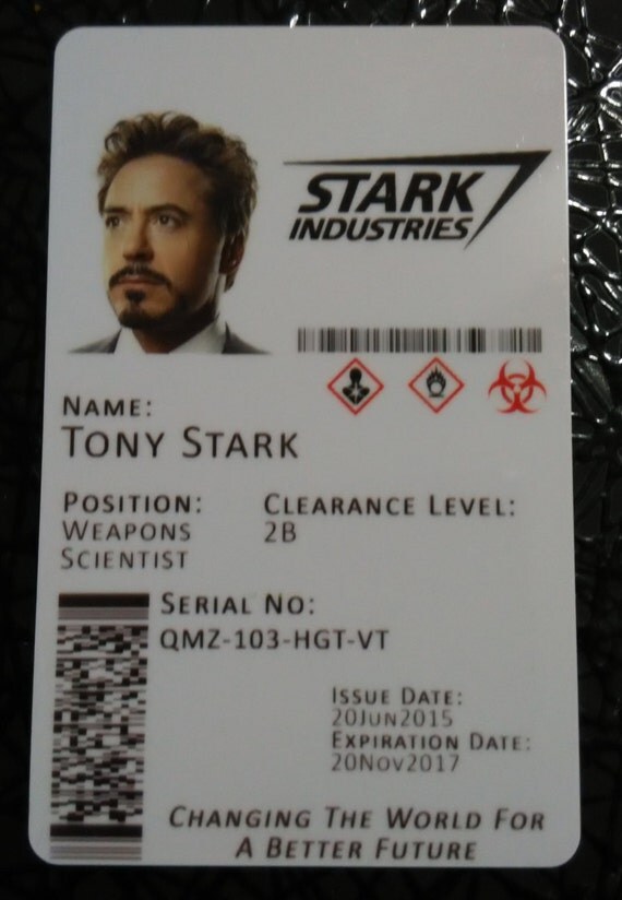 Stark Industries Iron Man Cosplay ID Badge Card FULLY CUSTOMISABLE eBay