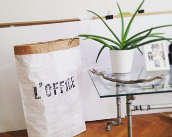 L'OFFICE Paperbag storage, handmade letterpress designed Sac de rangement, Sac en papier, Paper bag, papiertüte aufbewahrung, cadeau, gift