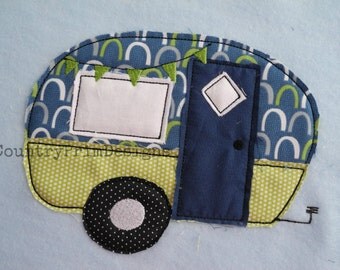 Raggy Camper Applique, Easy Camper Machine Applique Design, Camping Embroidery, Vintage Camper Applique