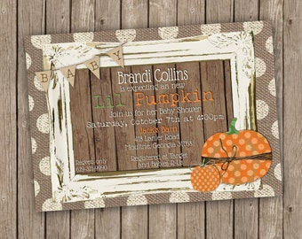 Pumpkin Baby Shower Invitation - Fall Baby Shower - printable 5x7