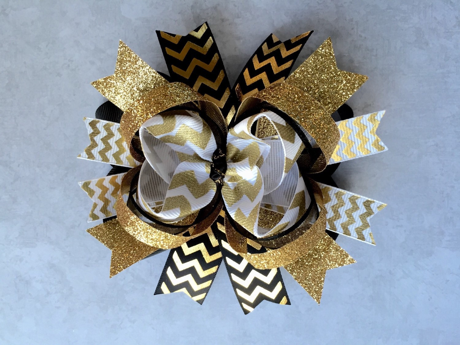 Black and gold hair bowgold black white hair bowblack white